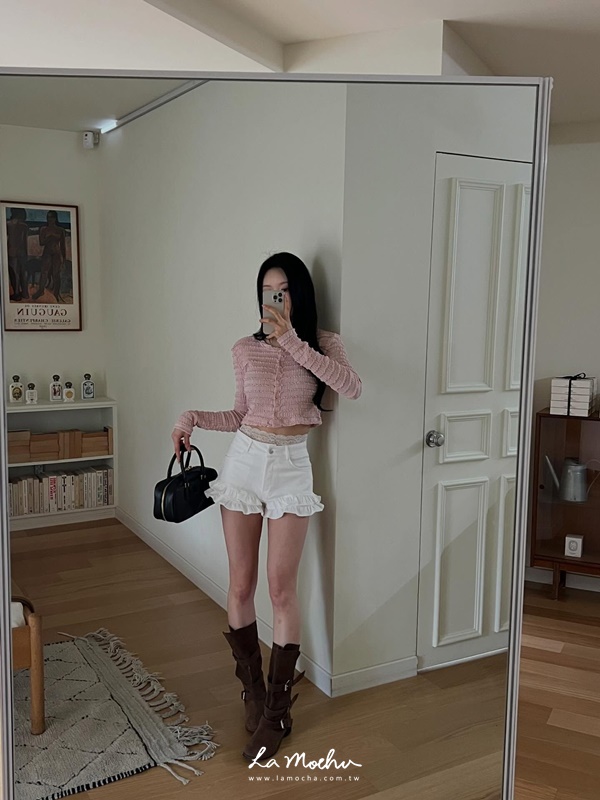 皺皺荷葉感長袖上衣